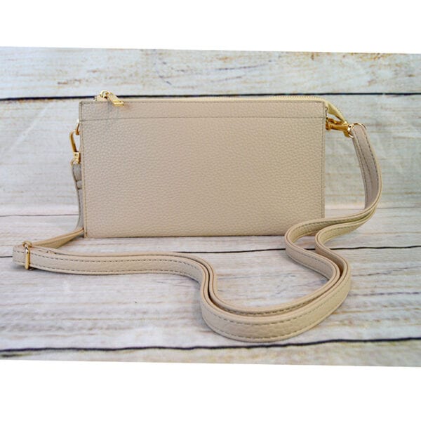 Crossbody Bag with Wristlet Handle-Ivory - Image 4