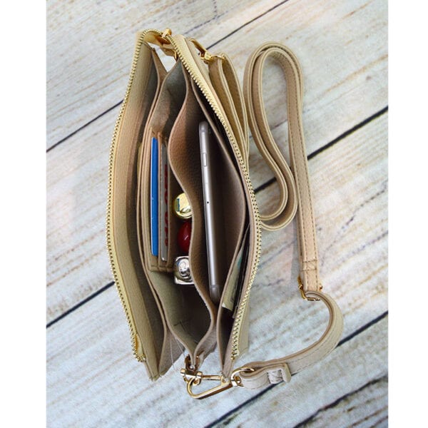 Crossbody Bag with Wristlet Handle-Ivory - Image 2