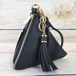 Triangle Wristlet with Tassel-Black