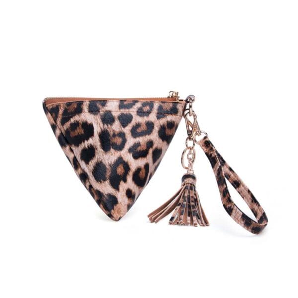 Triangle Wristlet with Tassel-White - Image 3