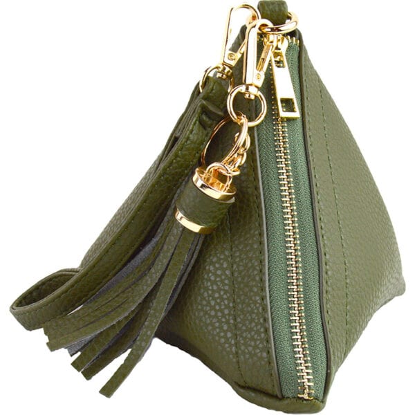 Triangle Wristlet with Tassel-White - Image 7