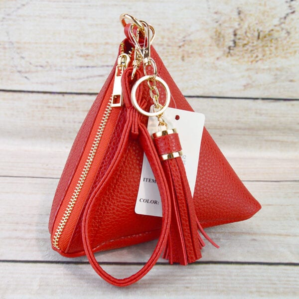 Triangle Wristlet with Tassel-White - Image 8