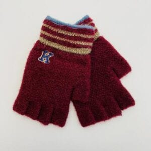 Fingerless Knit Gloves-Burgundy