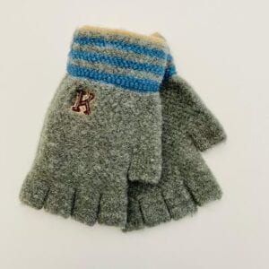 Fingerless Knit Gloves-Light Grey