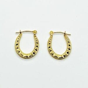 14K Small Oval Textured Hoops