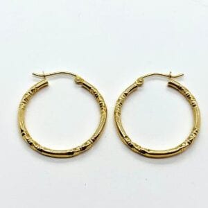 14K Half Textured/Polished Hoop