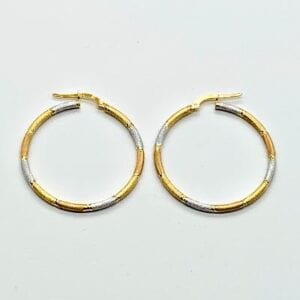 14K Tri-Color Hoops