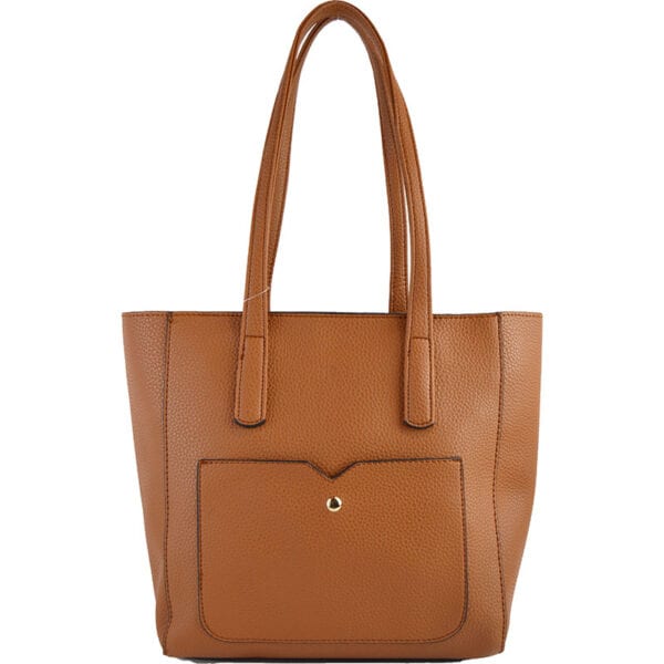 Tote with Snap and Wristlet-Camel
