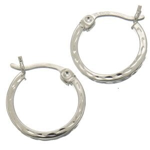 14K White Gold Small Hoops