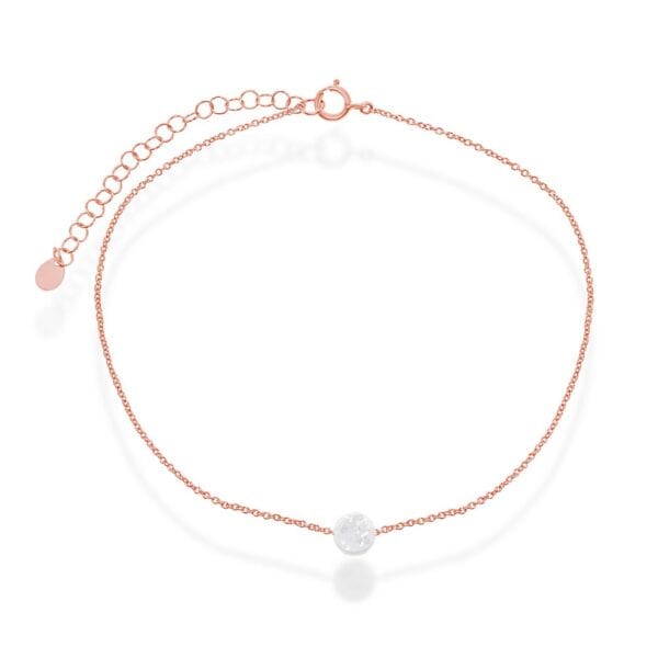 Sterling Silver White Opal Disc Anklet - Image 2