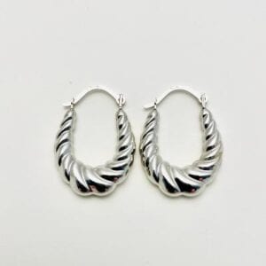 14K White Gold Shrimp Hoops