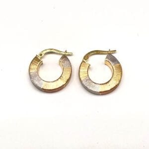 14K Rose/White/Yellow Gold Hoops