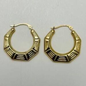 14K Octagon Hoops