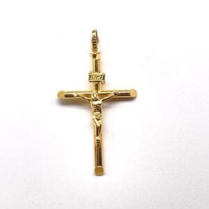 14K Yellow Gold Log Cross w/Body-Large