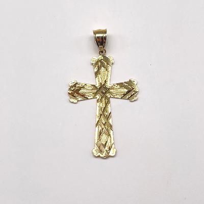 14K Yellow Gold Sparkle Cut Flat Cross - Your Perfect Gifts