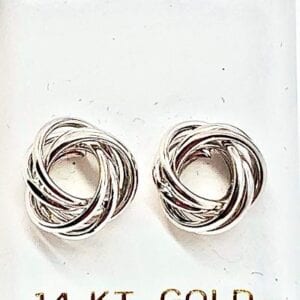 14K White Gold Large Love Knots Push Post