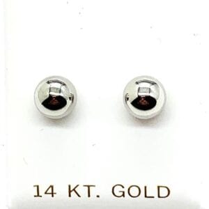 14K White Gold Ball Post 8 mm