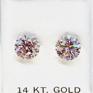 14K White Gold Cubic Zirconia Post 8 mm