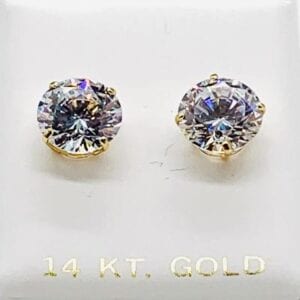 14K Cubic Zirconia Post 10 mm