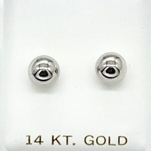 14K White Gold 8mm Ball Screw Post