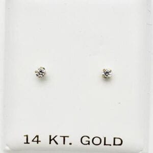 14K 2mm Cubic Zirconia Screw Posts