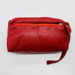 Red Leather Wristlet/Make-up Case