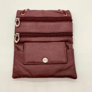 Leather Crossbody Bag-Maroon