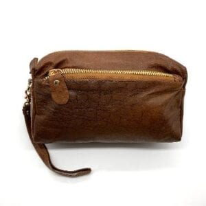 Leather Wristlet/Make-up Case-Brown
