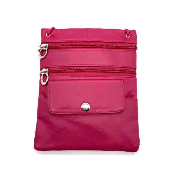 Leather Crossbody Bag-Fuchsia