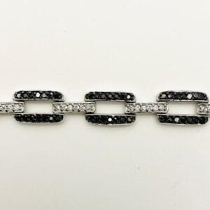 Sterling Silver 7.5 inch Black/Clear CZ Bracelet