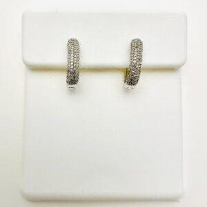 Sterling Silver Diamond Closed Hoops