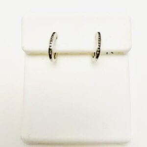 Sterling Silver Diamond Closed Hoop-Black