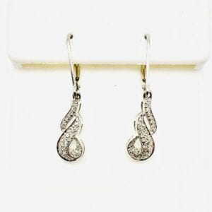 Sterling Silver Dangle Diamond Lever Back