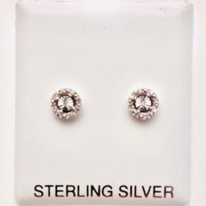 Sterling Silver Round Diamond Post