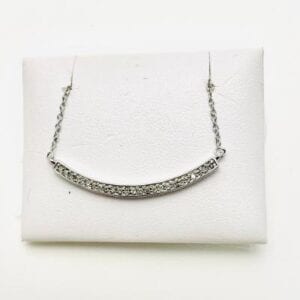 Sterling Silver Curved Diamond Bar Necklace