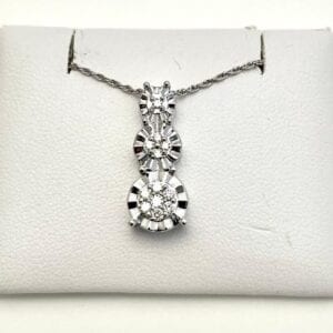 Sterling Silver Three Tier Diamond Necklace Set