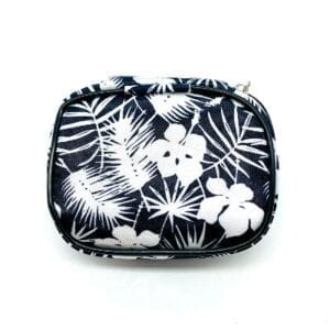 Black and White Floral Travel Pill Case