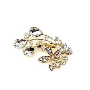 Gold-tone Clear Teardrop Brooch