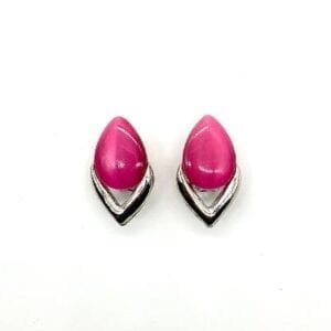 Teardrop Silver-tone Clip-on Earrings-Pink