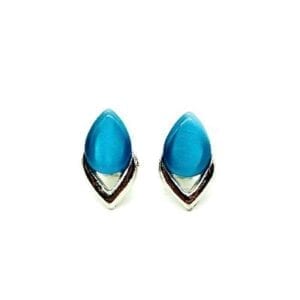 Teardrop Silver-tone Clip-on Earrings-Blue