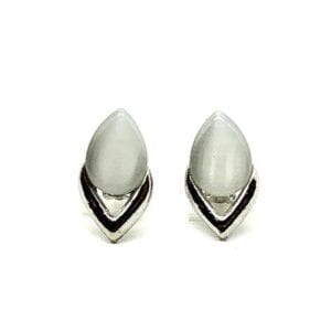 Teardrop Silver-tone Clip-on Earrings-Light Grey