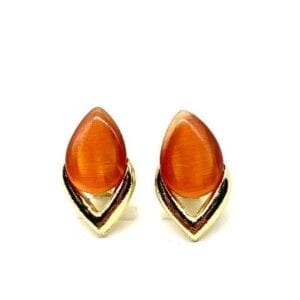 Teardrop Gold-tone Clip-on Earrings-Tangerine