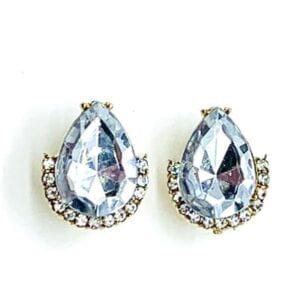 Teardrop Accented with Clear Stone Clip-on Earrings-Clear