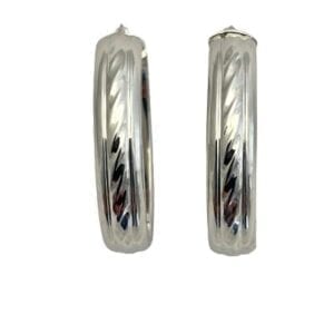 14K Large White Gold Oval Hoops