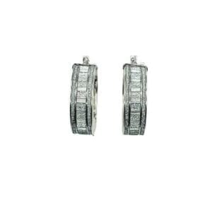 14K White Gold Sparkly Hoops