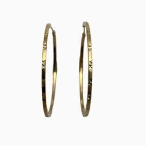 14K Yellow Gold Etched Eternity Hoops
