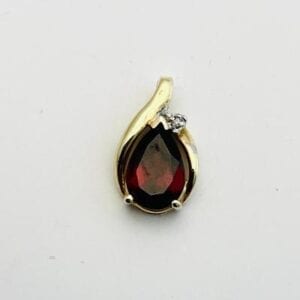 14K Garnet Diamond Pendant