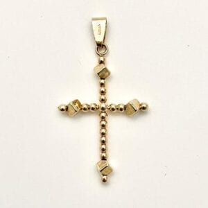 14K Yellow Gold Bead Cross