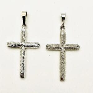 14K White Gold Reversible Cross