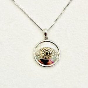 Sterling Silver Diamond Eye Necklace Set